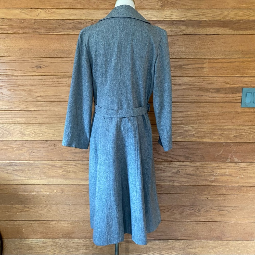 Vintage Gray Wool Belted Trench Coat - Picture 4 of 6